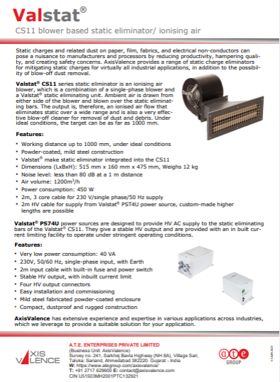 ® Valstat Centristat CS11 Static eliminator/Ionising blower